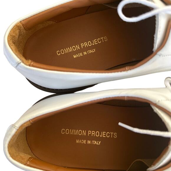 Common Projects - Men's Plain Toe Derby Shoes in White & Black - Picture 8 of 10